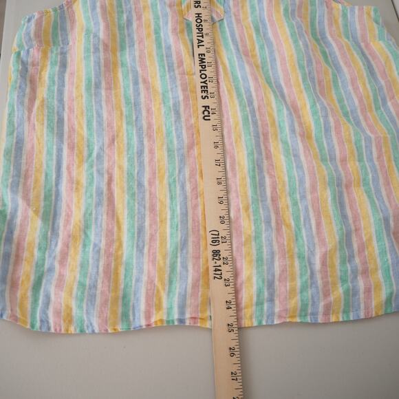 Talbots Linen Trapunto Shell Tank Women's XL Plus Stripe Rainbow Colorful Top - Picture 7 of 8